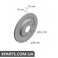 Гальмівний диск 276x10 ZIMMERMANN 280318820 (аналог HONDA 42510TV0E00 для HONDA CIVIC IX)