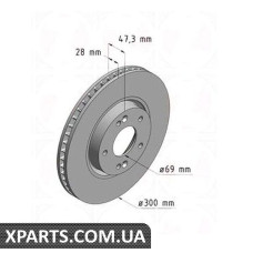 Тормозной диск 300x28  ZIMMERMANN 285351320 (аналог HYUNDAI 517122L500 для  HYUNDAI, KIA I30)