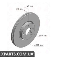 Гальмівний диск ZIMMERMANN 285351620 (аналог HYUNDAI 517122B700 для HYUNDAI, KIA SANTA FE II)