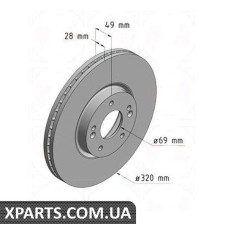 Гальмівний диск ZIMMERMANN 285351620 (аналог HYUNDAI 517122B700 для HYUNDAI, KIA SANTA FE II)