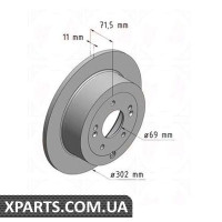 Гальмівний диск ZIMMERMANN 285351720 (аналог HYUNDAI 584112B000 для HYUNDAI, KIA SANTA FE II)