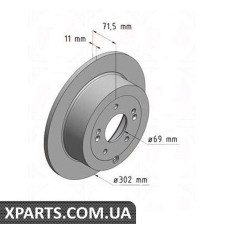 Гальмівний диск ZIMMERMANN 285351720 (аналог HYUNDAI 584112B000 для HYUNDAI, KIA SANTA FE II)