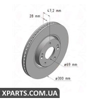 Гальмівний диск передній 300x28 ZIMMERMANN 285351820 (аналог HYUNDAI 517123K110 для HYUNDAI, KIA Sonata NF/Tucso)