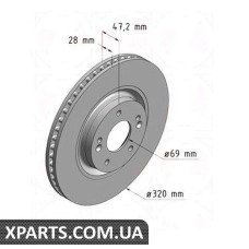 Гальмівний диск ZIMMERMANN 285351920 (аналог HYUNDAI 517122T000 для HYUNDAI, KIA I40)