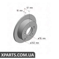 Гальмівний диск 262x10 ZIMMERMANN 285352520 (аналог HYUNDAI 584113K300 для HYUNDAI, KIA TUSCON)