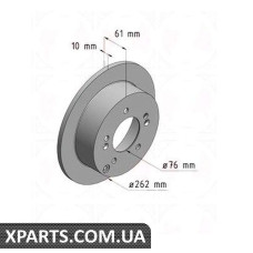 Гальмівний диск 262x10 ZIMMERMANN 285352520 (аналог HYUNDAI 584113K300 для HYUNDAI, KIA TUSCON)