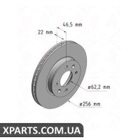 Гальмівний диск 256x22 ZIMMERMANN 320380320 (аналог HYUNDAI 517121G000 для HYUNDAI, KIA ACCENT)