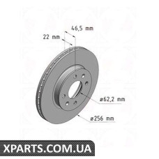 Тормозной диск 256x22  ZIMMERMANN 320380320 (аналог HYUNDAI 517121G000 для  HYUNDAI, KIA ACCENT)