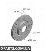 Гальмівний диск Sport/Coat Z 280x26 ZIMMERMANN 320380652 (аналог HYUNDAI 517121H100)