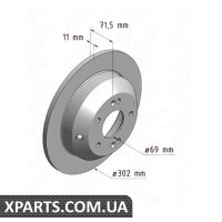 Гальмівний диск 302x11 ZIMMERMANN 320380720 (аналог HYUNDAI 584112W010 для HYUNDAI, KIA SORENTO II)