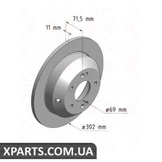 Гальмівний диск 302x11 ZIMMERMANN 320380720 (аналог HYUNDAI 584112W010 для HYUNDAI, KIA SORENTO II)
