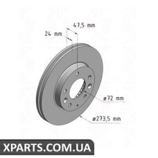 Гальмівний диск передній 273,5x24 ZIMMERMANN 370307220 (аналог MAZDA G25Y3325XA для MAZDA 626GW Mazda6GG.GH.)