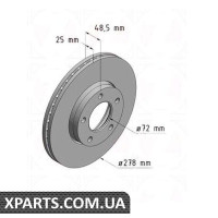 Гальмівний диск 278x25 ZIMMERMANN 370307620 (аналог MAZDA BP4Y3325XB)