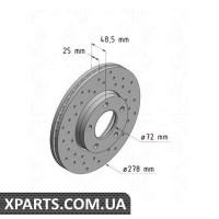 Гальмівний диск 278x25 ZIMMERMANN 370307652 (аналог MAZDA BP4Y3325XB для MAZDA 3)