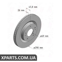 Гальмівний диск 290x26 ZIMMERMANN 380211320 (аналог MITSUBISHI MN116979)
