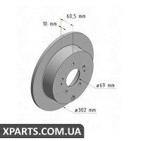 Гальмівний диск 302x10 ZIMMERMANN 380211420 (аналог MITSUBISHI MR569681 для MITSUBISHI GRANDIS)