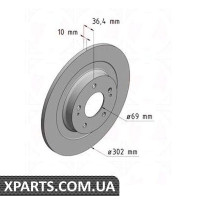 Гальмівний диск 302x10 ZIMMERMANN 380211520 (аналог MITSUBISHI 4615A125)