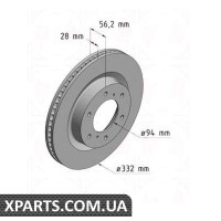 Гальмівний диск 332x28 ZIMMERMANN 380211620 (аналог MITSUBISHI 4615A038 для MITSUBISHI PAJERO)