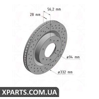 Гальмівний диск 332x28 ZIMMERMANN 380211652 (аналог MITSUBISHI 4615A038)