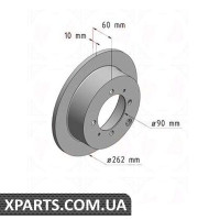 Гальмівний диск 262x10 ZIMMERMANN 380216520 (аналог MITSUBISHI MB668083 для MITSUBISHI GALANT 92-03)