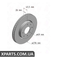 Тормозной диск   Zimmermann 380216820 (аналог MITSUBISHI MR510741 для  MITSUBISHI LANCER)