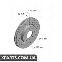 Гальмівний диск 276x26 ZIMMERMANN 380216852 (аналог MITSUBISHI MR510742 для MITSUBISHI LANCER)