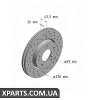 Гальмівний диск передній 276x26 ZIMMERMANN 380217052 (аналог MITSUBISHI MR510966 для MITSUBISHI Lancer 9 20)