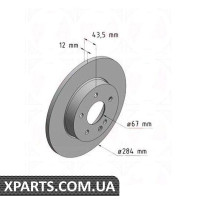 Гальмівний диск 284x12 ZIMMERMANN 400142520 (аналог MERCEDES BENZ 2024210212 для Mercedes-Benz W202 C-Class 93-00)