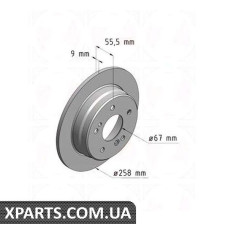 Гальмівний диск 258x9 ZIMMERMANN 400142720 (аналог MERCEDES BENZ 2024230012 для Mercedes-Benz W202 C-Class 93-00)