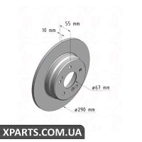 Гальмівний диск 290x10 ZIMMERMANN 400143720 (аналог MERCEDES BENZ 2104230312 для Mercedes-Benz W210 E-Class 96-02)