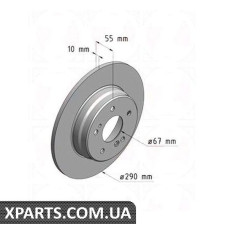 Гальмівний диск 290x10 ZIMMERMANN 400143720 (аналог MERCEDES BENZ 2104230312 для Mercedes-Benz W210 E-Class 96-02)