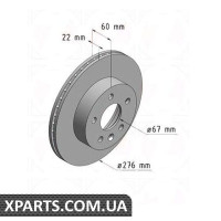 Гальмівний диск передній 276x22 ZIMMERMANN 400144820 (аналог MERCEDES BENZ 6384210112 для Mercedes-Benz Vito 108/10/1)