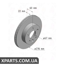 Гальмівний диск передній 276x22 ZIMMERMANN 400144820 (аналог MERCEDES BENZ 6384210112 для Mercedes-Benz Vito 108/10/1)