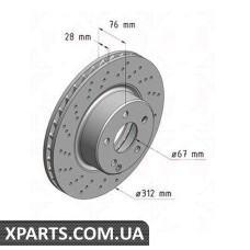 Тормозной диск 312x28  ZIMMERMANN 400360720 (аналог MERCEDES BENZ 2204210912 для  Mercedes Benz W220 S-Class 98-05)