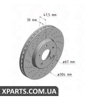 Гальмівний диск 304x30 ZIMMERMANN 400365152 (аналог MERCEDES BENZ 2114211212 для Mercedes-Benz W211 E-Class)
