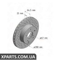 Гальмівний диск 288x25 ZIMMERMANN 400365252 (аналог MERCEDES BENZ 2044210012 для Mercedes-Benz W204 C-Class)