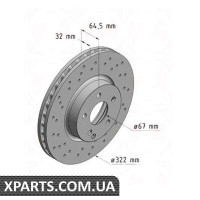 Гальмівний диск 322x32 ZIMMERMANN 400365420 (аналог MERCEDES BENZ 2044211012 для Mercedes-Benz W204 C-Class)