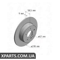 Гальмівний диск 278x9 ZIMMERMANN 400365520 (аналог MERCEDES BENZ 2044230512)