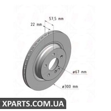Диск гальмівний 300x22 ZIMMERMANN 400365720 (аналог MERCEDES BENZ 2044230712 для Mercedes Benz W204 C-Class)