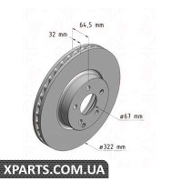 Гальмівний диск 322x32 ZIMMERMANN 400366420 (аналог MERCEDES BENZ 2044210812)