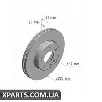 Гальмівний диск 280x25 ZIMMERMANN 400367820 (аналог MERCEDES BENZ 2464210012)