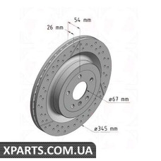 Тормозной диск 345x26 ZIMMERMANN 400369920 (аналог MERCEDES BENZ 1664230512)