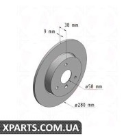 Гальмівний диск 280x9 ZIMMERMANN 405410020 (аналог SMART 0004341V001)