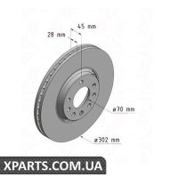 Гальмівний диск 302x28 ZIMMERMANN 430149520 (аналог OPEL 569004 для OPEL, Chevrolet, GM VECTRA C)