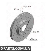 Гальмівний диск 314x28 ZIMMERMANN 430149952 (аналог OPEL 569005 для OPEL, Chevrolet, GM VECTRA C)