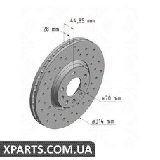 Тормозной диск 314x28  ZIMMERMANN 430149952 (аналог OPEL 569005 для  OPEL, Chevrolet, GM VECTRA C)