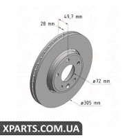 Гальмівний диск передній 305x28 ZIMMERMANN 430260220 (аналог NISSAN 4020600QAE для OPEL, RENAULT Vivaro/RENAULT TRAFIC 01-)
