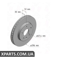 Гальмівний диск 296x30 ZIMMERMANN 430261420 (аналог OPEL 569421 для OPEL, Chevrolet, GM INSIGNIA)