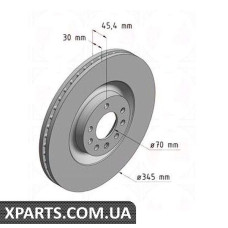 Тормозной диск 345x30  ZIMMERMANN 430262020 (аналог OPEL 569154 для  OPEL, Chevrolet, GM VECTRA C 28V6 TURBO OPC)