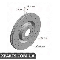 Гальмівний диск 345x30 ZIMMERMANN 430262052 (аналог OPEL 569154 для OPEL, Chevrolet, GM VECTRA C 28V6 TURBO OPC)